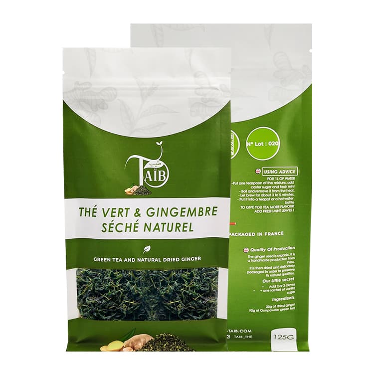 TAIB loose-leaf tea packaging in a flat-bottom pouch